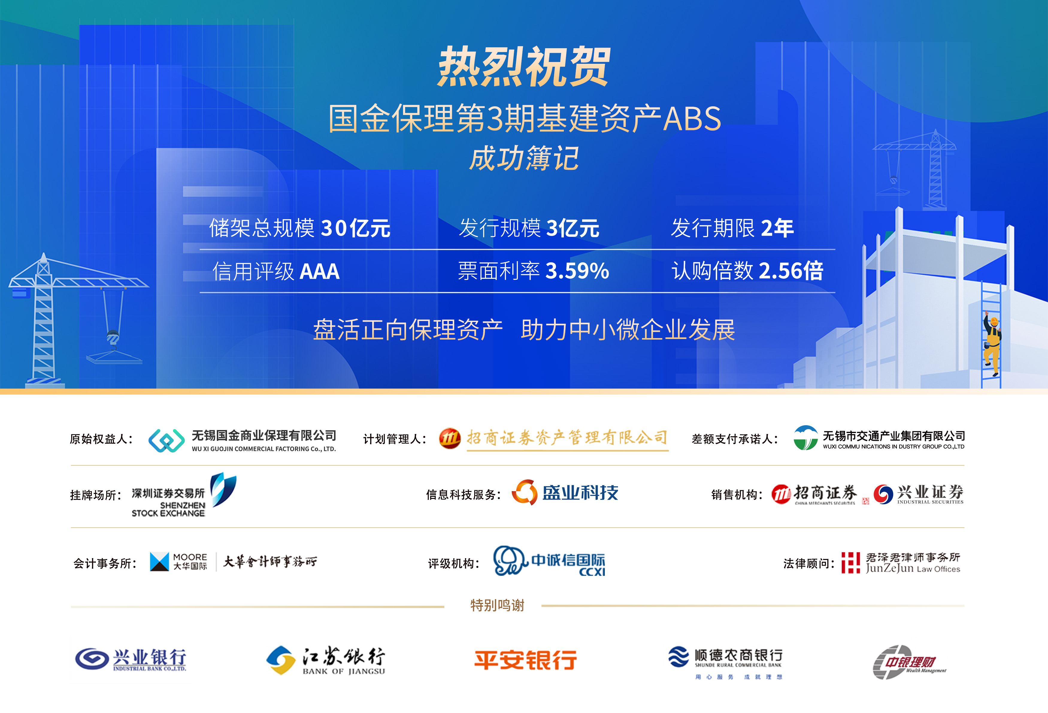 The Third Phase of Guojin Factoring is Successfully Booked by Factoring ABS, with Inclusive Finance Supporting the Development of Small and Micro Enterprises in Infrastructure Construction